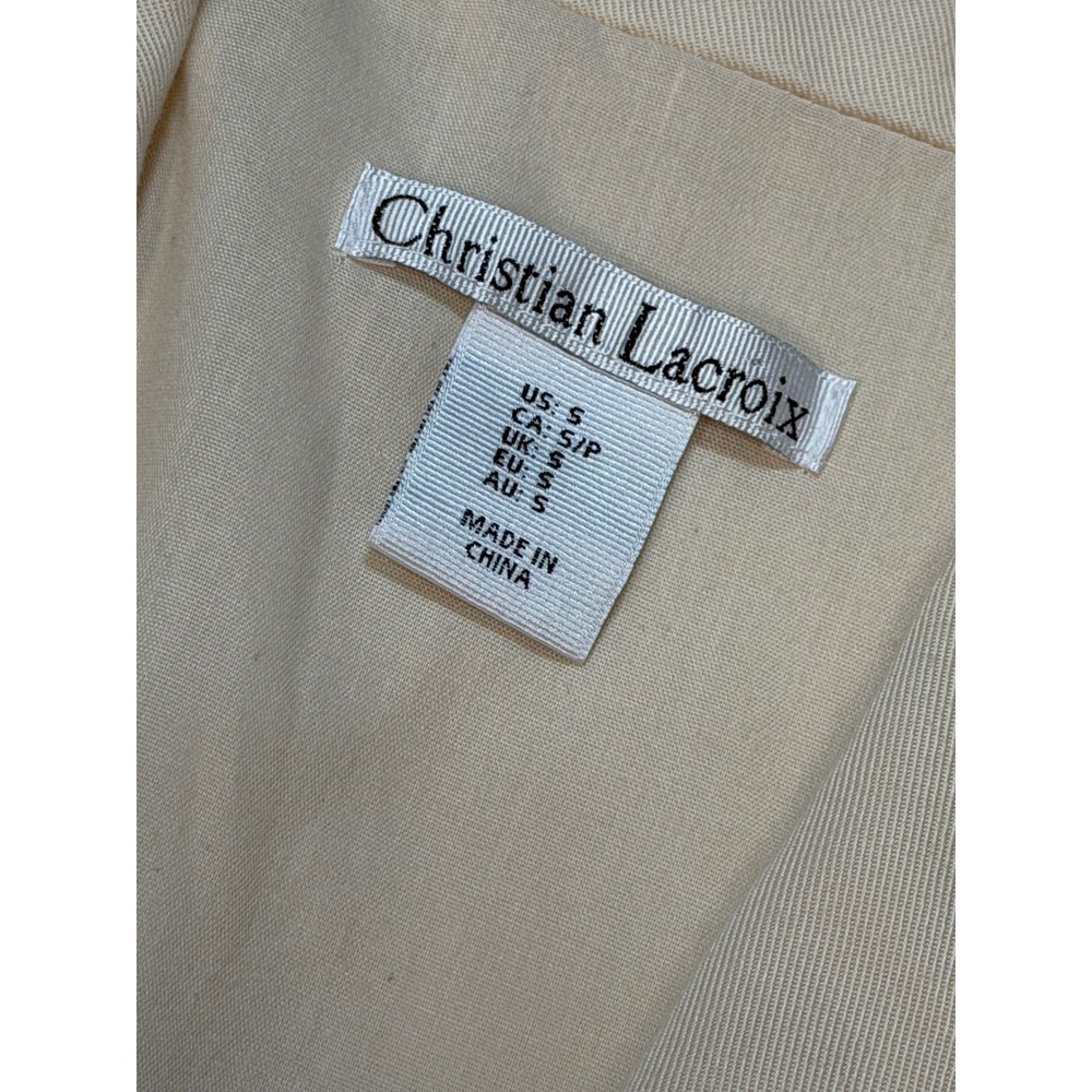 Christian Lacroix Womens Beige Tencel Peplum Vest Shawl Collar Size S - Picture 3 of 8